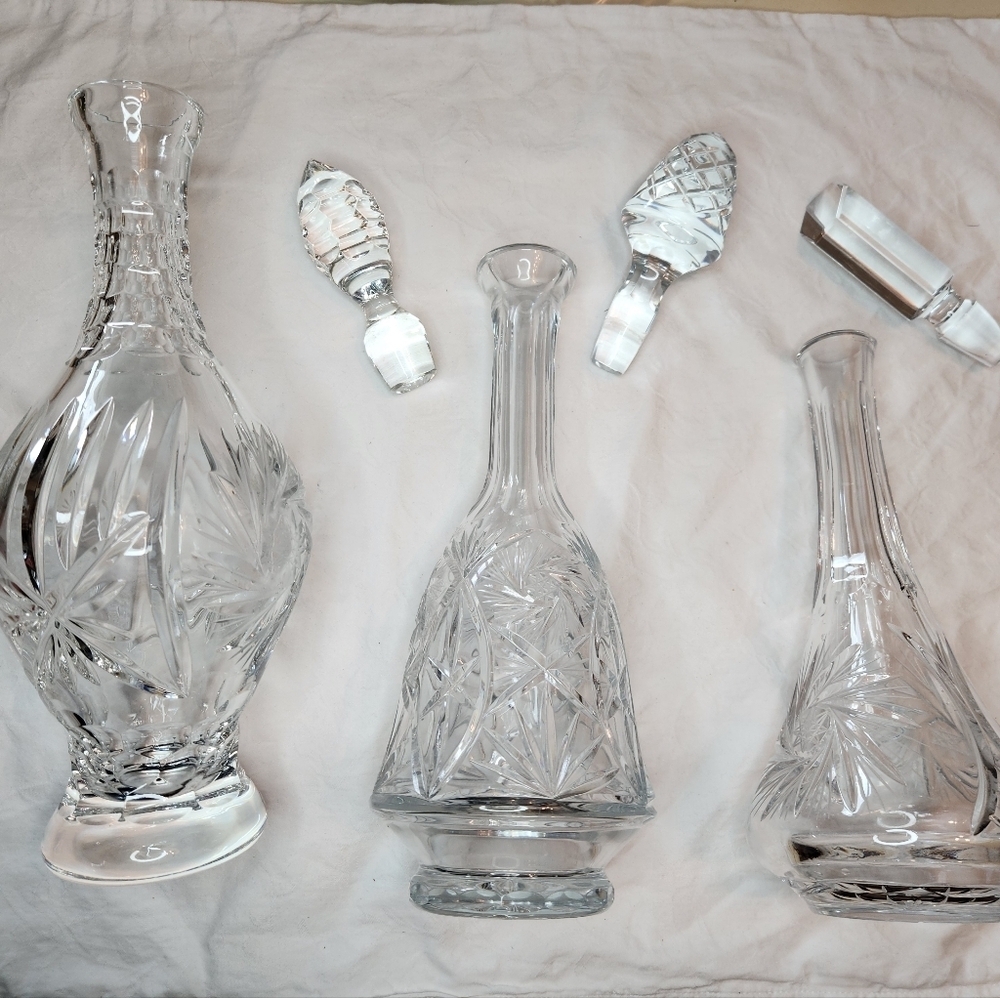 Vintage Starburst Crystal Decanter Set